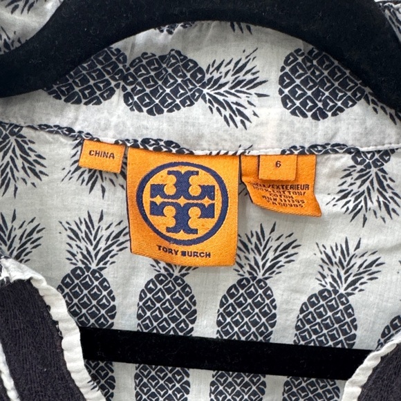 Tory Burch Navy and White Pineapple Tunic - Picture 2 of 6